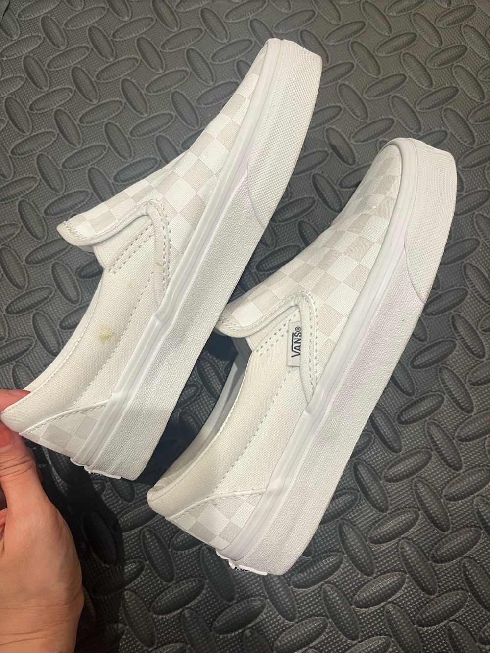 Vans White Checker Slip-On Shoes Size 5.5 (can also fit size 5) - Picture 4 of 4